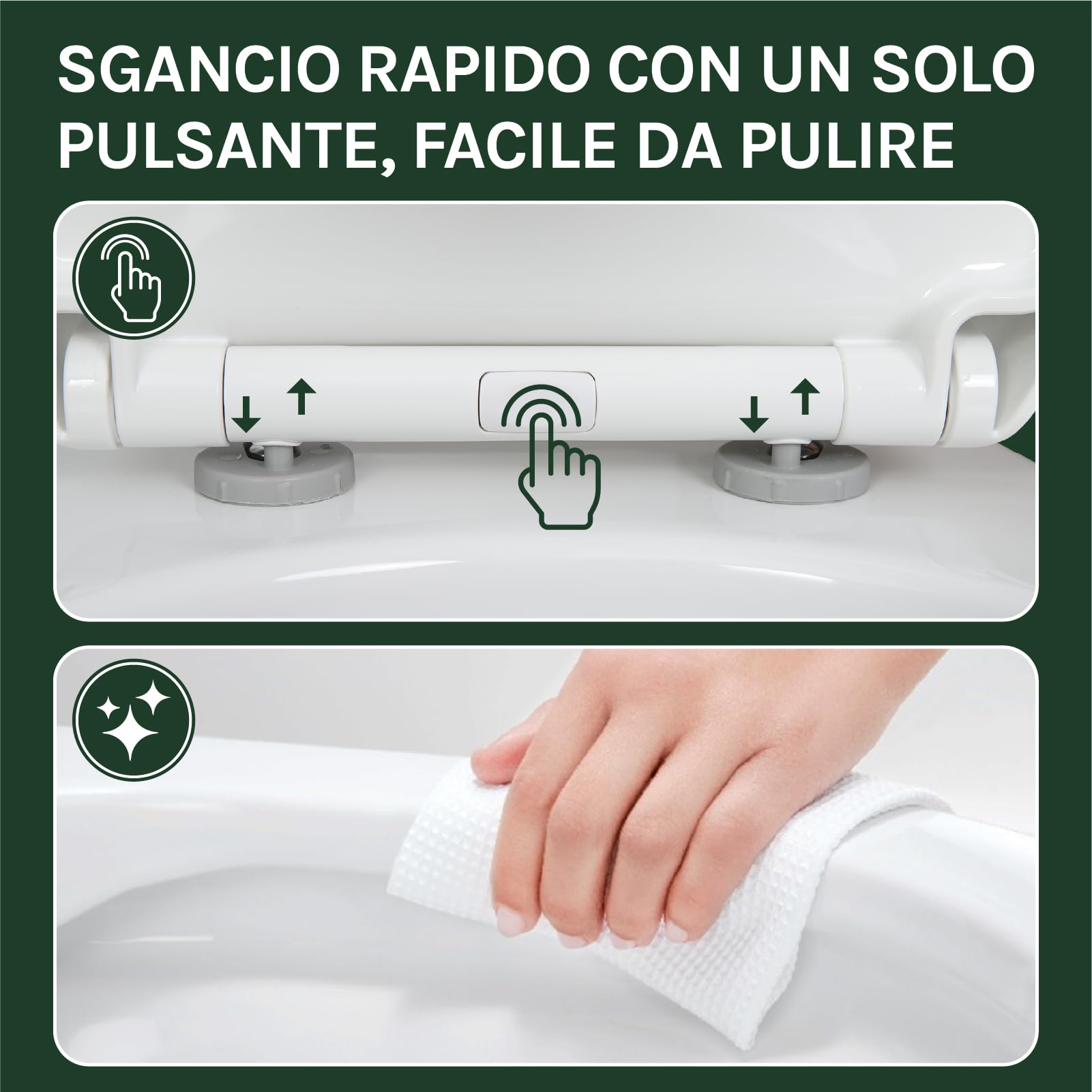 WOLTU Copriwater Sedile WC Universale Coperchio con Chiusura Ammortizzata Soft Close Toilet Seat Bagno in Plastica Bianco a Forma di O