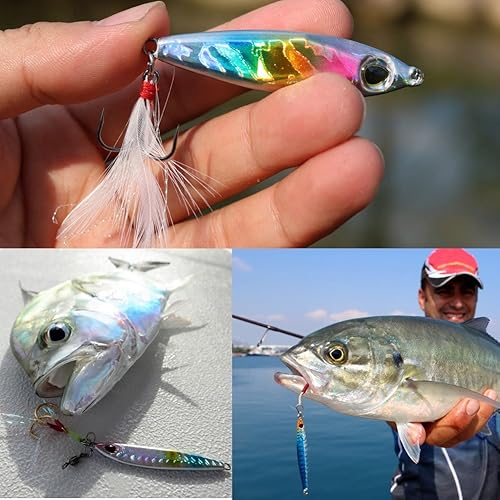 Miniatura 7 de Sougayilang Jigs - Señuelos de pesca, cucharas de metal para hundir, micro cebo de jigging
