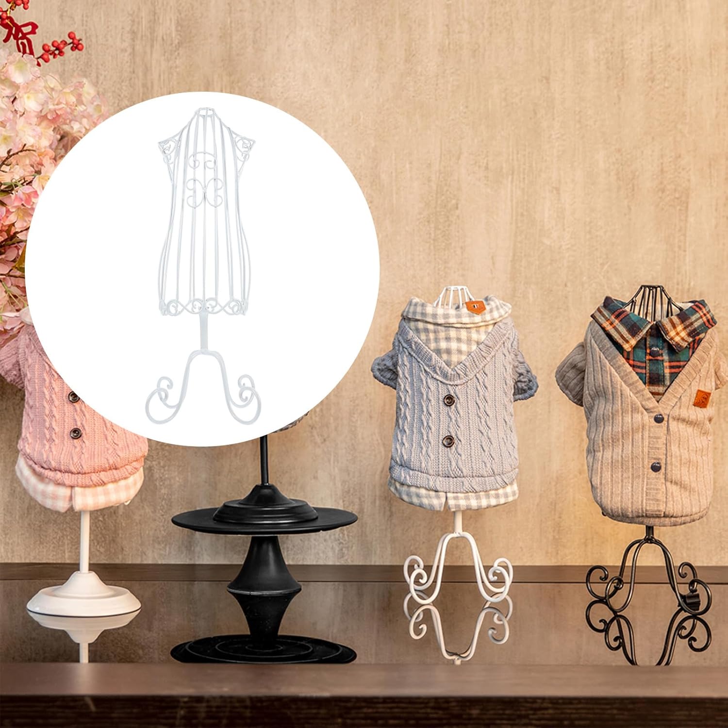 Mipcase 2pcs Doll Dress Forms Dog Clothes Display Rack Apparel Mannequin Display pet Costume Hanger Mini Mannequin Metal