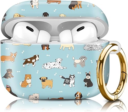 Funda compatible con AirPod Pro de 21 generación, ligera y duradera, resistente con llavero, diseño elegante funda para AirPod para mujer (cachorro