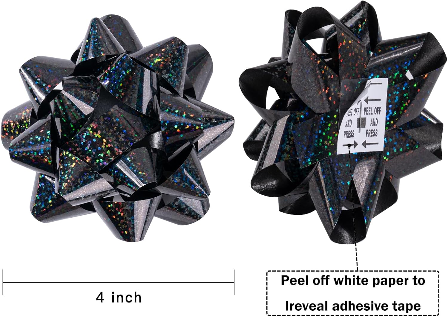 WRAPAHOLIC 4 Inch Metallic Black Gift Bow Assortment (12 Bows) for Birthday, Wedding, Christmas, Baby Shower, Bridal Showers - Image 2