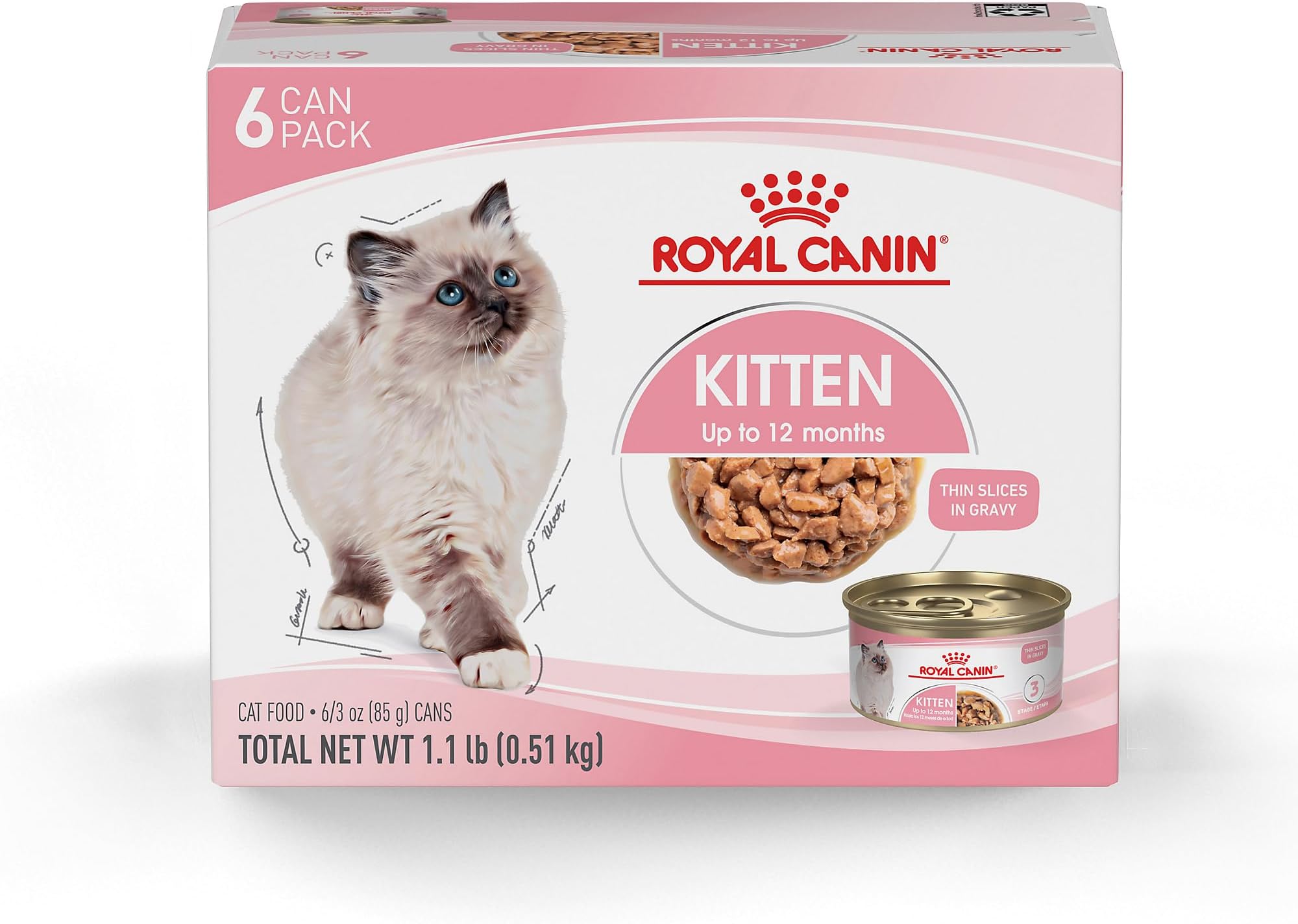 Feline Health Nutrition Kitten Thin Slices in Gravy Cat Food, 3 oz (Pack of 6)