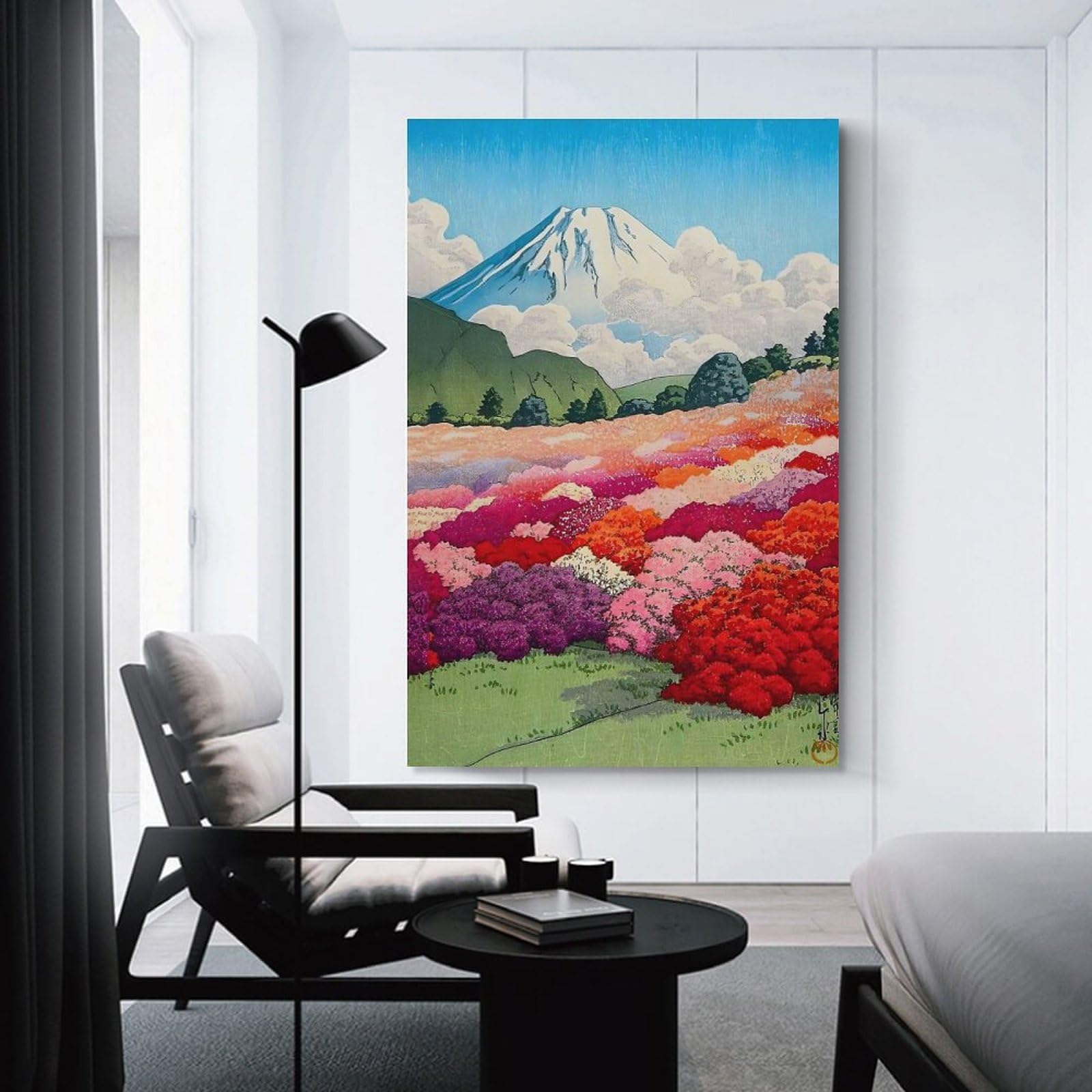 Junmoney Unframe-Style-10 Ukiyo E Fuji Azalea Garden Hanging Wall Art, 20X30inch(50X75cm), For Gallery Wall Decor And Room Displays, Home Wall Art For Statement Displays