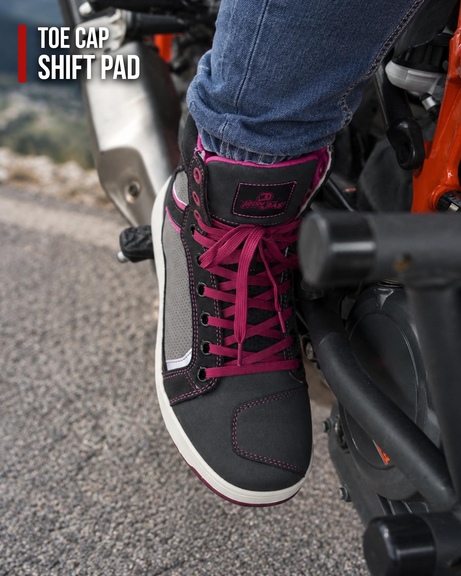 BORLENI Scarpe Moto Uomo Stivali Moto | Traspiranti Uomo Scarpe Motocross Casual Suola Antiscivolo Zip Laterale, Supporto alla Caviglia e Shift Pad