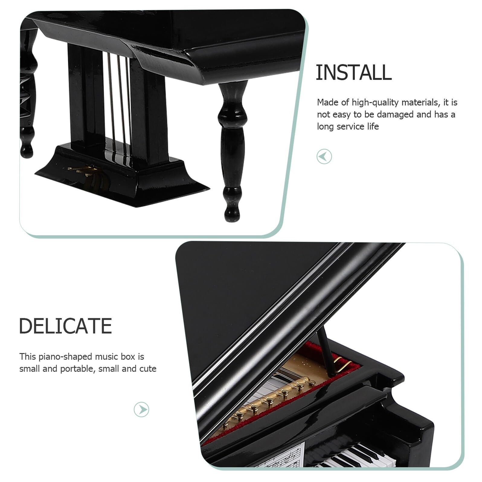 Carillon Portatile a Forma di Pianoforte Miniatura 20X14X11 CM in Plastica Legno e Metallo Musica Decorazione Musicale Creativa per Regalo di Compleanno e Anniversario