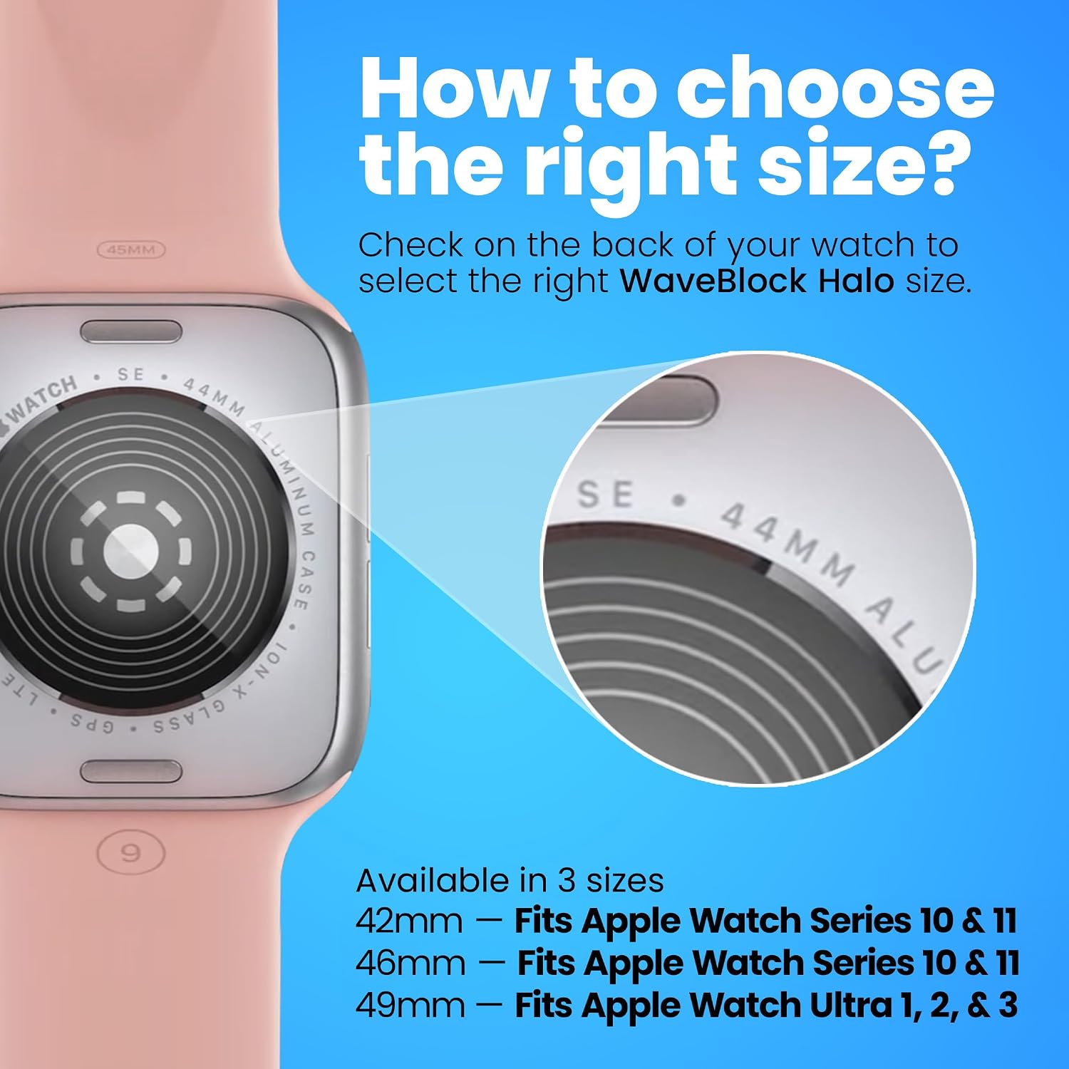 EMF Protection Apple Watch Bumper Case 42mm Series 10 & 11 WaveBlock Halo | Up to 84% EMF Reduction, Patented Blocker Technology, FCC Lab Tested, Charge & Heart-Rate Sensor Compatible, Soft Silicone