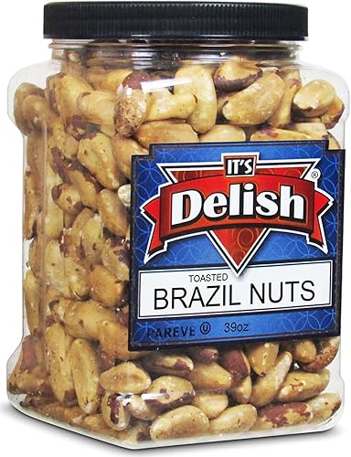 Its Delish, recipiente reutilizable jumbo de 39 onzas de nueces de Brasil tostadas gourmet por Its Delish, frasco – Nueces de Brasil enteras sin sal