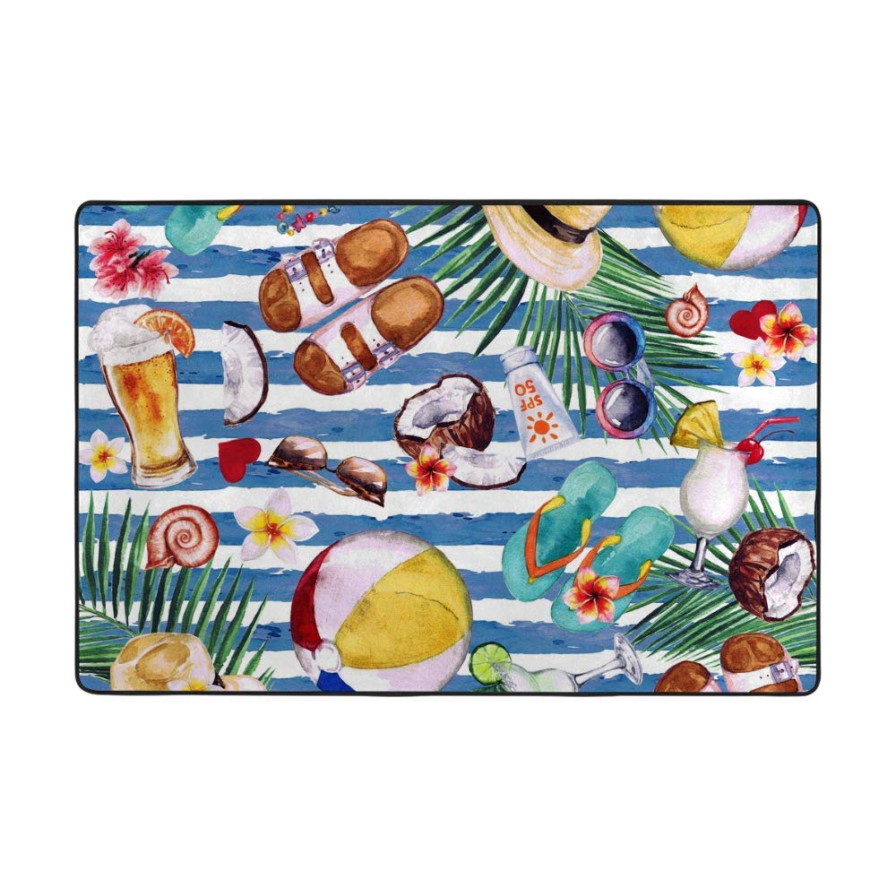 Tapis de plage et salon aquarelle bleu pour des vacances à la maison