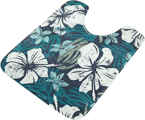 Miniatura 5 de Juego de 2 tapetes de baño con diseño de flores de hibisco grunge, alfombra de baño (16 x 24) para baño y baño