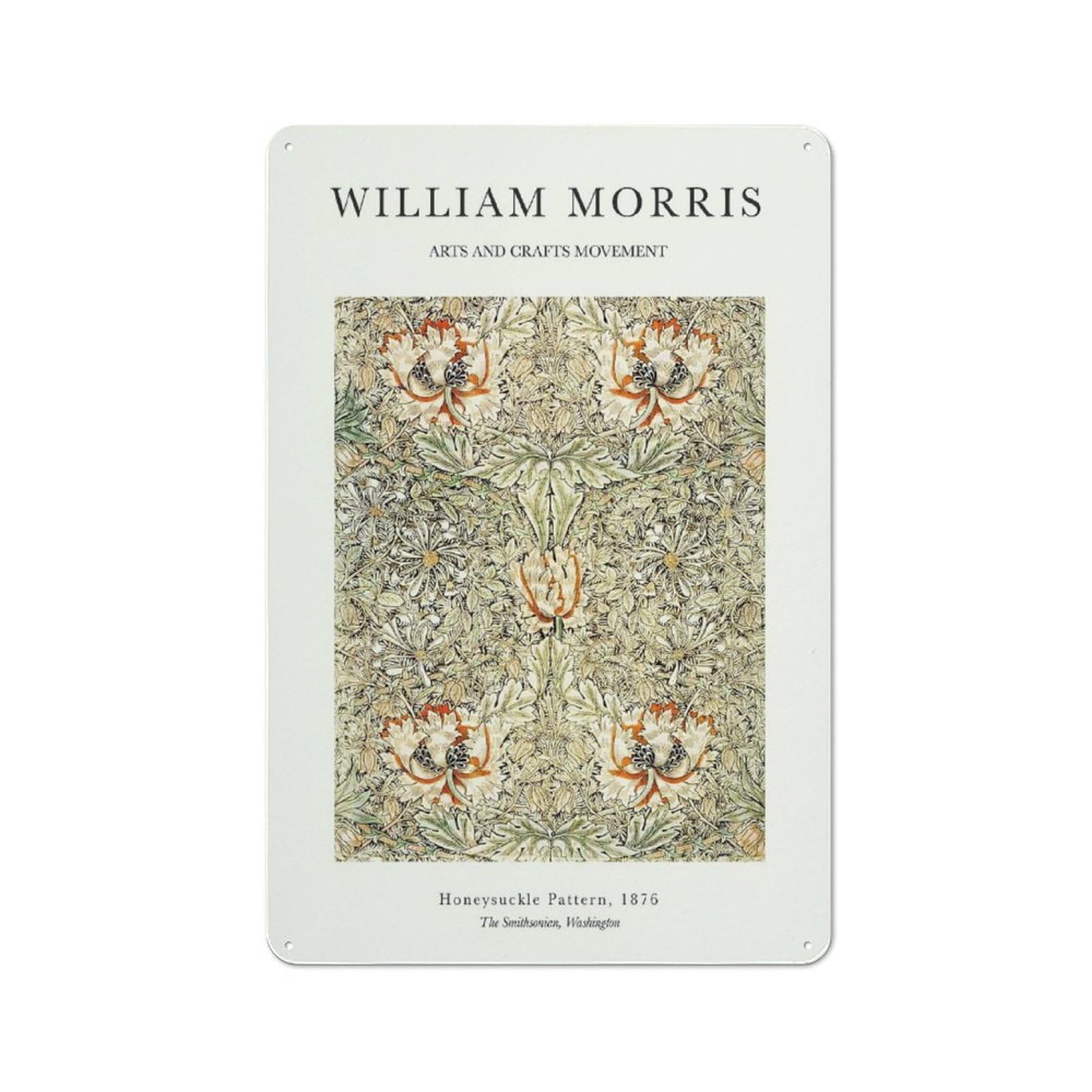 Junmoney Style-22 William Morris Honeysuckle Tin Wall Sign 30X20cm, Retro Novelty Wall Art For Bedroom, Kitchen, Office Or Living Room