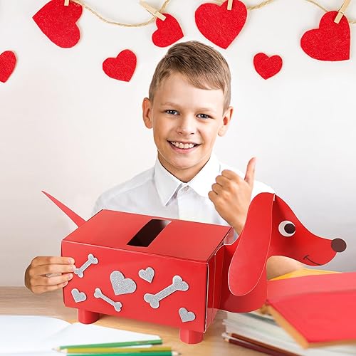 Miniatura 8 de TooyBing Caja del día de San Valentín, paquete de 33 tarjetas de San Valentín para niños, escuela y buzón de cachorro de perro para intercambio de