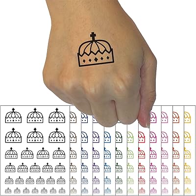 Crown King Emperor Temporary Tattoo Water Resistant Fake Body Art Set Collection - Light Pink (One Sheet)