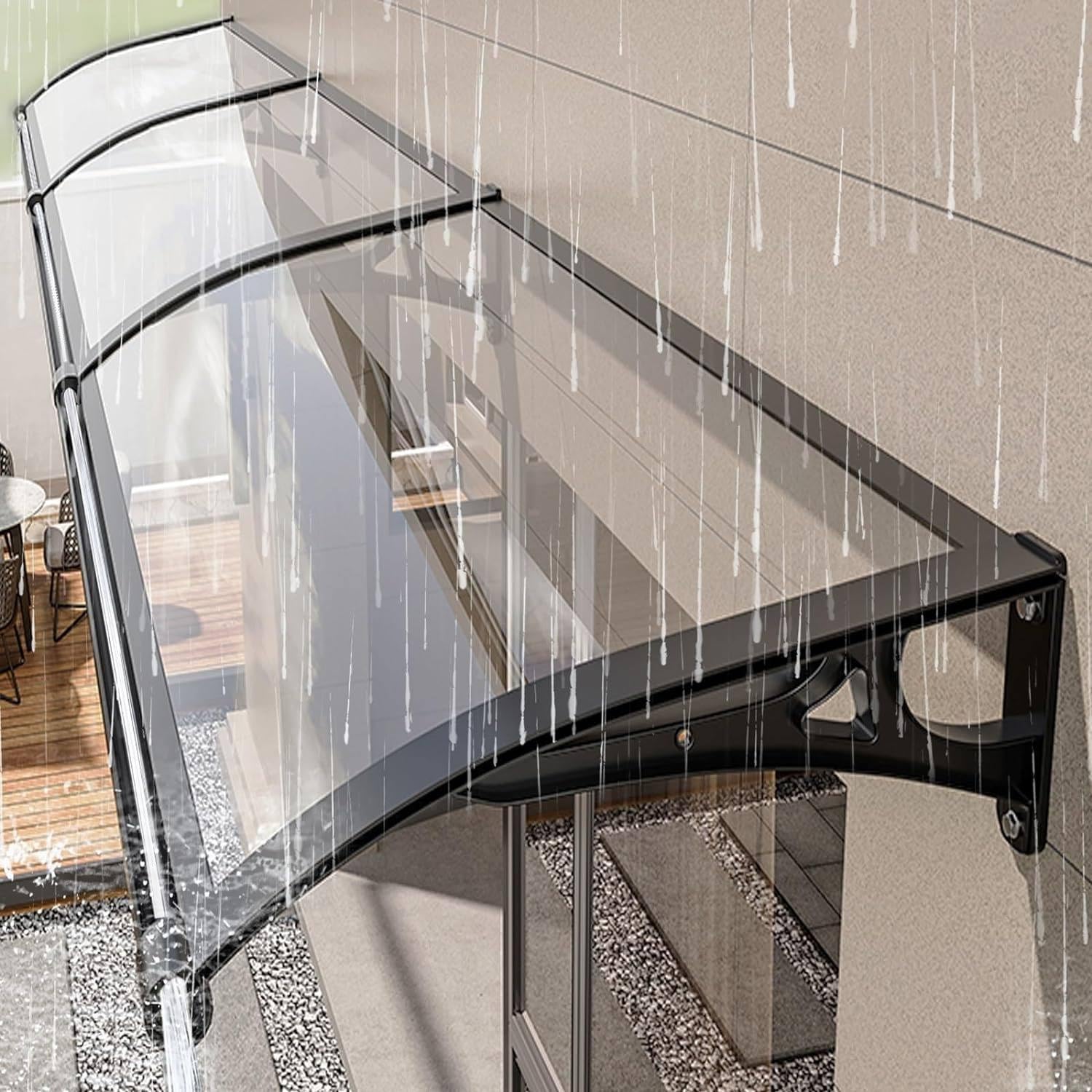 GJZQDKX Window Awning Outdoor Polycarbonate Hollow Sheet Door Patio Canopy, Polycarbonate Front Door Canopy, Patio Awning Canopy Window Door Cover for Rain Snow Sunlight Protection,60x100cm/24x39in