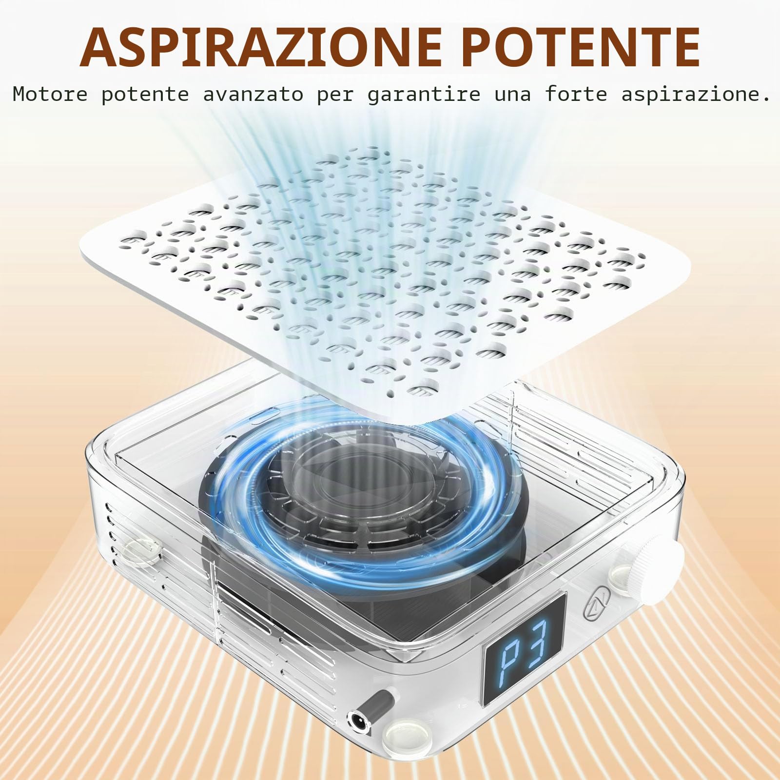 ZIZZON Aspirapolvere compatto per principianti con filtro riutilizzabile, potente strumento per manicure e pedicure per unghie acriliche, uso domestico o salone