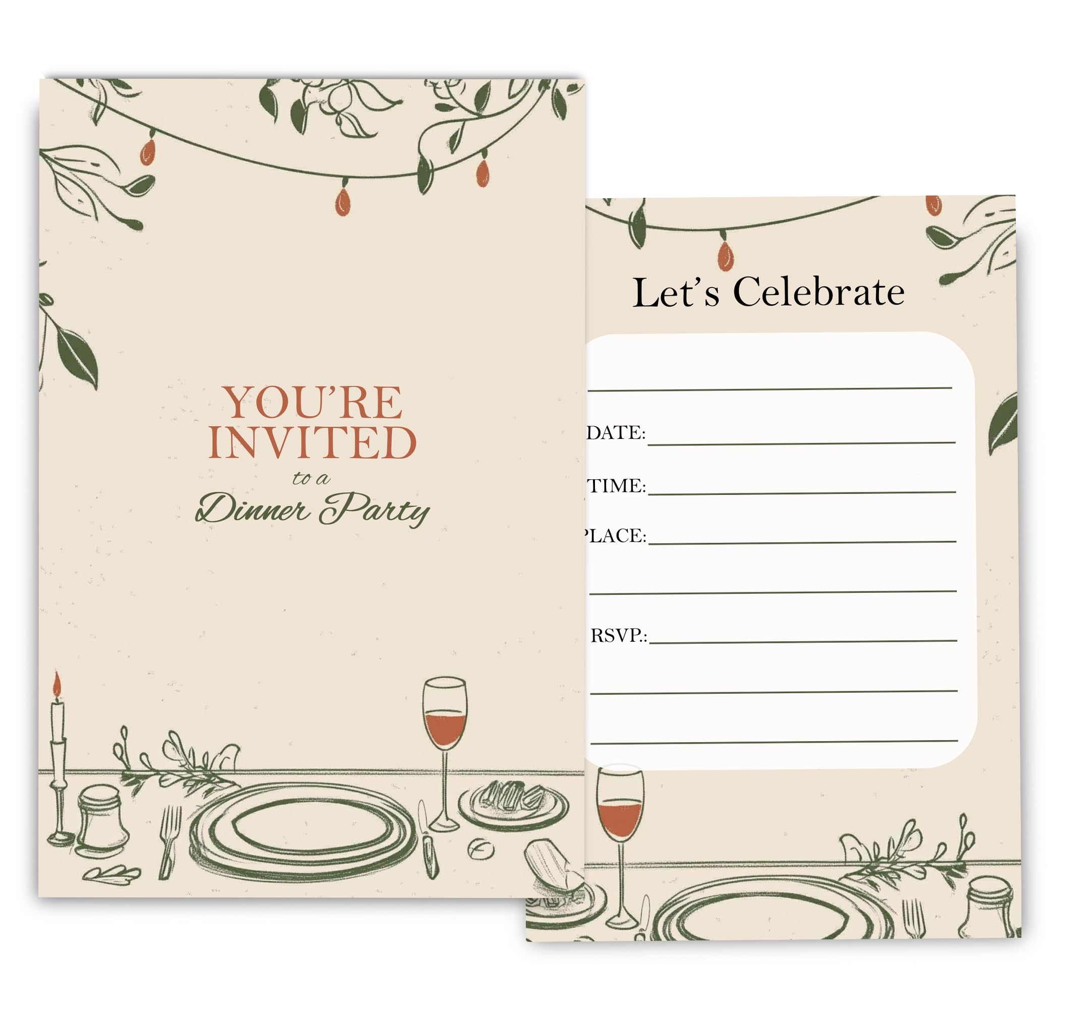 Fablus Dinner Party Invitations for Girls, Boys, Elagant Dinner Party Invitaions for Party Invites, 4x6 Inches, 30 Sets with Envelopes