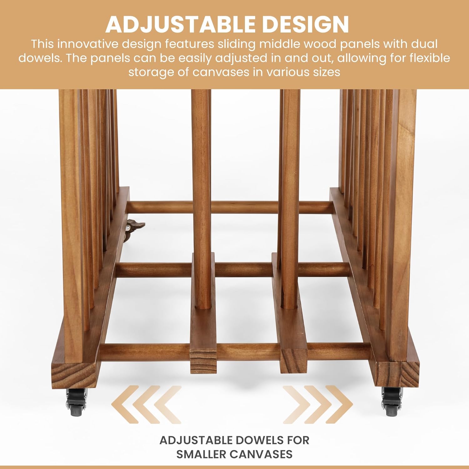 Art Storage Rack and Art Rack and Studio Storage Organizer for Canvases – Paint Drying Rack with Adjustable Panels, Handles & Caster Wheels for Artwork - Canvas Boards - Frames & Prints
