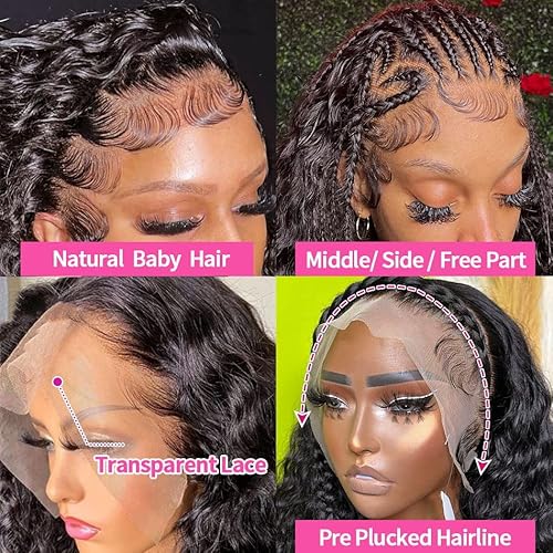 Amanda 13X6 Deep Wave Lace Front Wigs Human Hair Pre Plucked 180% Density 26 Inch Hd Deep Wave Lace Frontal Human Hair Wigs For Women Deep Curly Lace Front Wig Human Hair With Baby Hair Natural Hairline #TOP3
