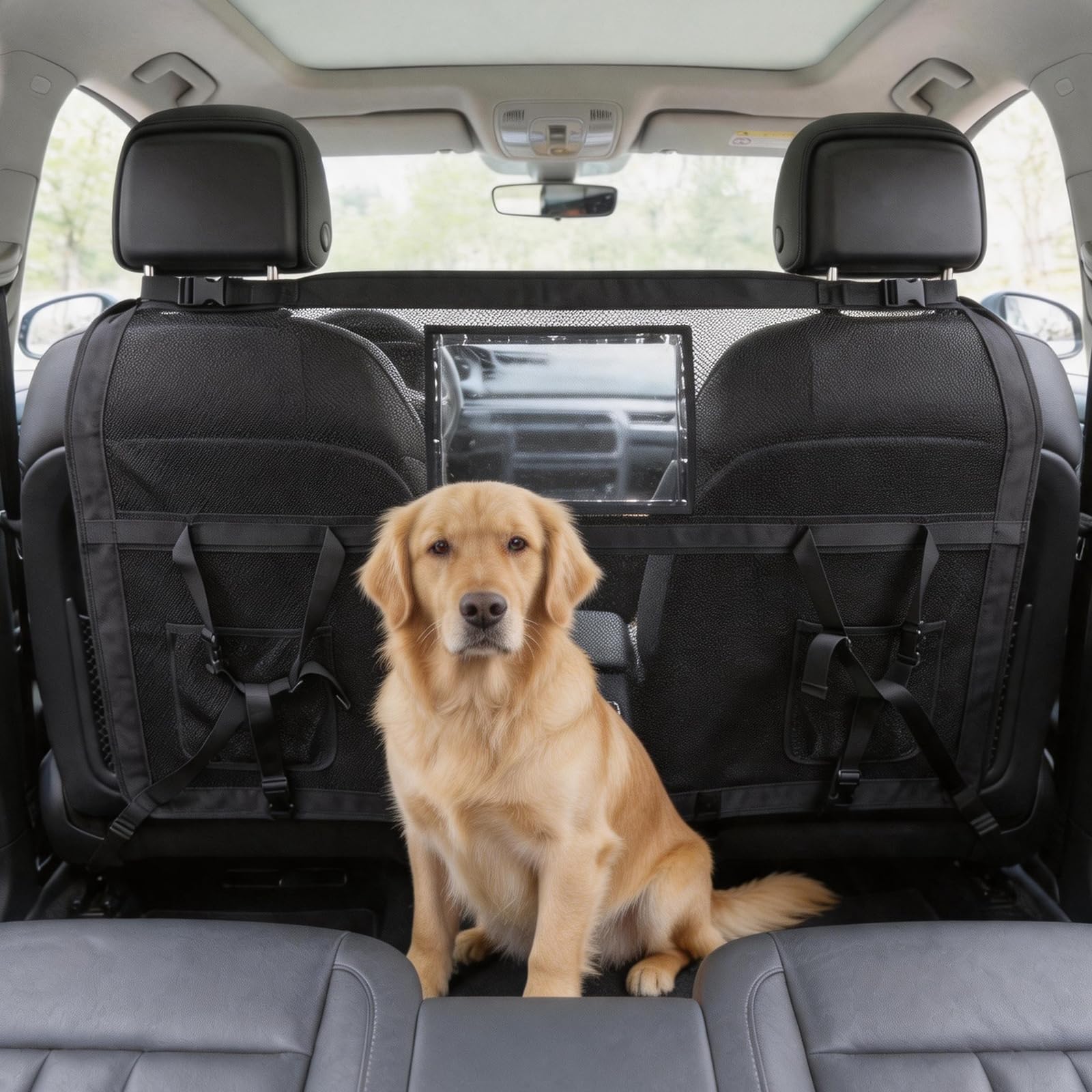 Barriera Per Cani Da Auto, Rete Antigraffio Per Cani Divisorio Per Sedile Posteriore Auto Con Finestra Di Visualizzazione Rimovibile Per Auto Suv Camion Berline E Sedile Posteriore 142x127x81 Cm