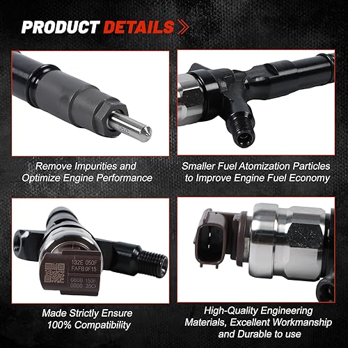 Miniatura 6 de 4PCS 095000-7780 095000-7781 23670-30280 23670-39316 23670-39315 Inyector común del carril para Toyota Hilux Hiace Land Cruiser 2.5L 3.0L 1KD-FTV