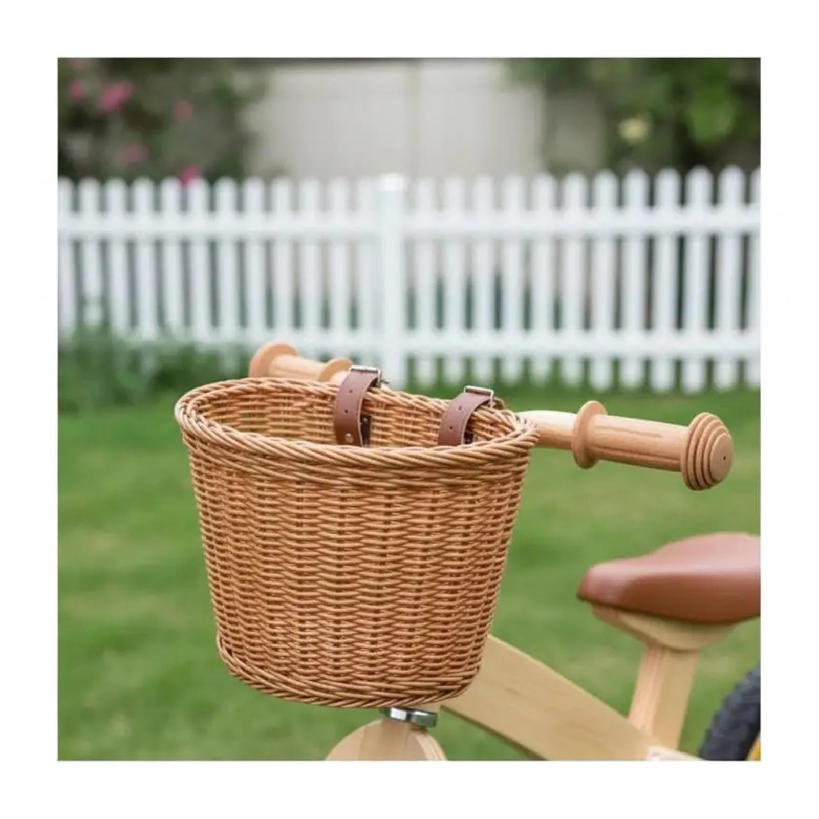 Cesta para Bicicleta Cesta de Bicicleta ratán Tejido – Portamanillar Delantero Impermeable for Adultos extraíble con Soporte liberación rápida