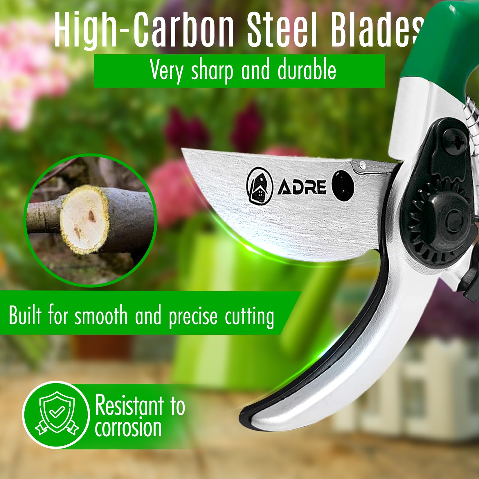 ADRE Bypass Pruning Shears - Professional Garden Clippers -2 ADRE Bypass Pruning Shears - Professional Garden Clippers -2