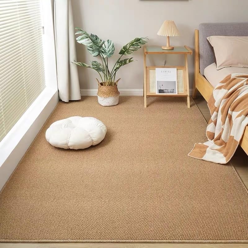 Alfombra Salón Antideslizante resistente al agua y fácil de limpiar en color camel grande