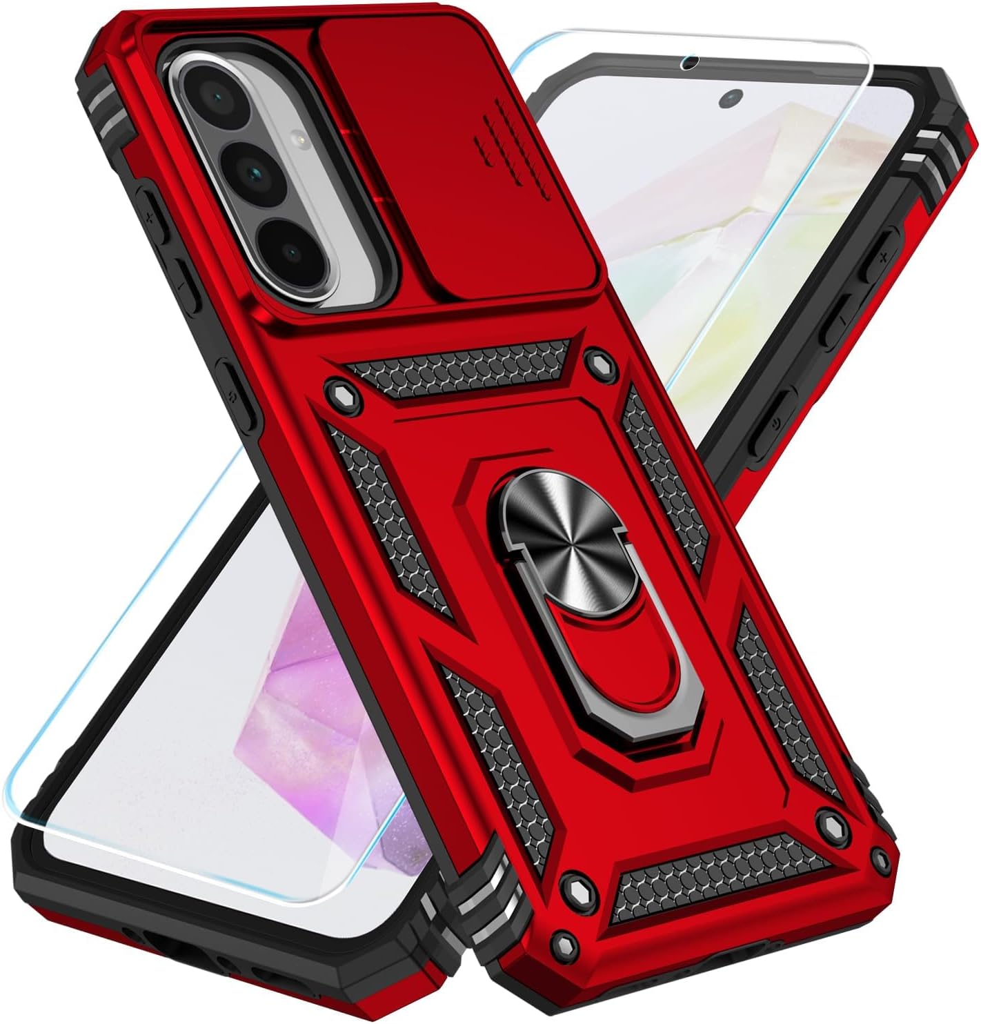 SunStory for Samsung Galaxy A37/A36 5G Phone Case with Kickstand,Red