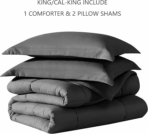 Miniatura 4 de American Home Collection Juego de edredón de microfibra ultra suave alternativa de plumón extra cálido, juego de 3 piezas con 1 edredón y 2 fundas