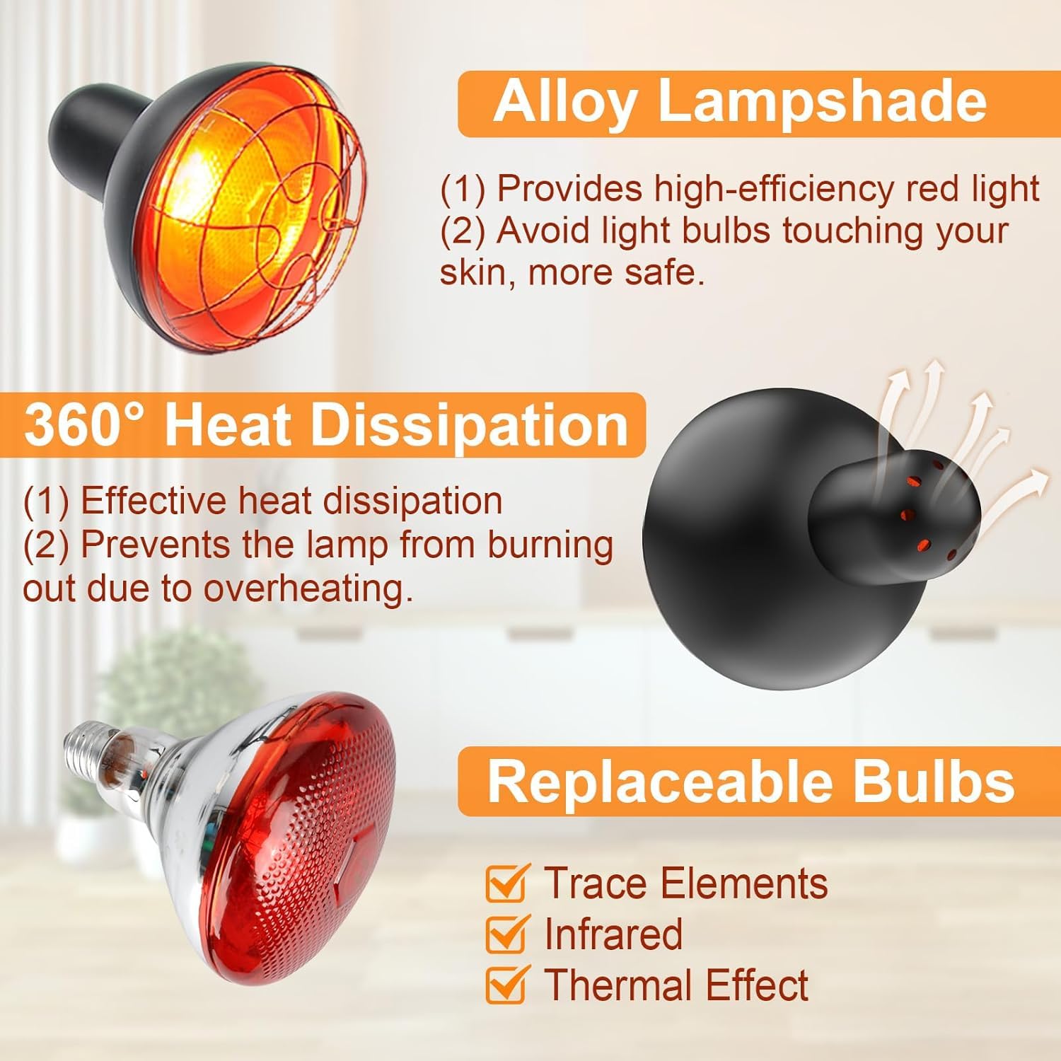 Lámpara infrarroja 150W, temperatura ajustable | Calor 30–60°C, +50% penetración, 10 niveles, temporizador 5–60 min, altura 58–116cm