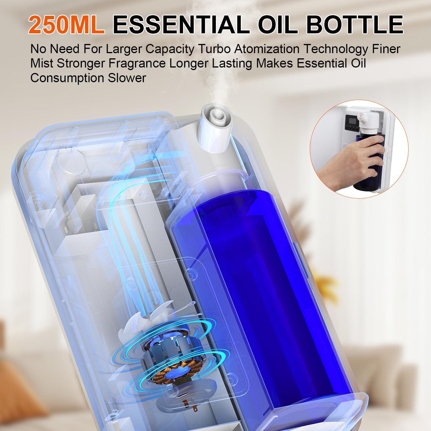 Smart Essential Oil Diffuser for Large Spaces, 250mL Capacity Covering 2300 sq.ft, Programmable Timer, for Home Office Commercial Aromatherapy, White - Image 4