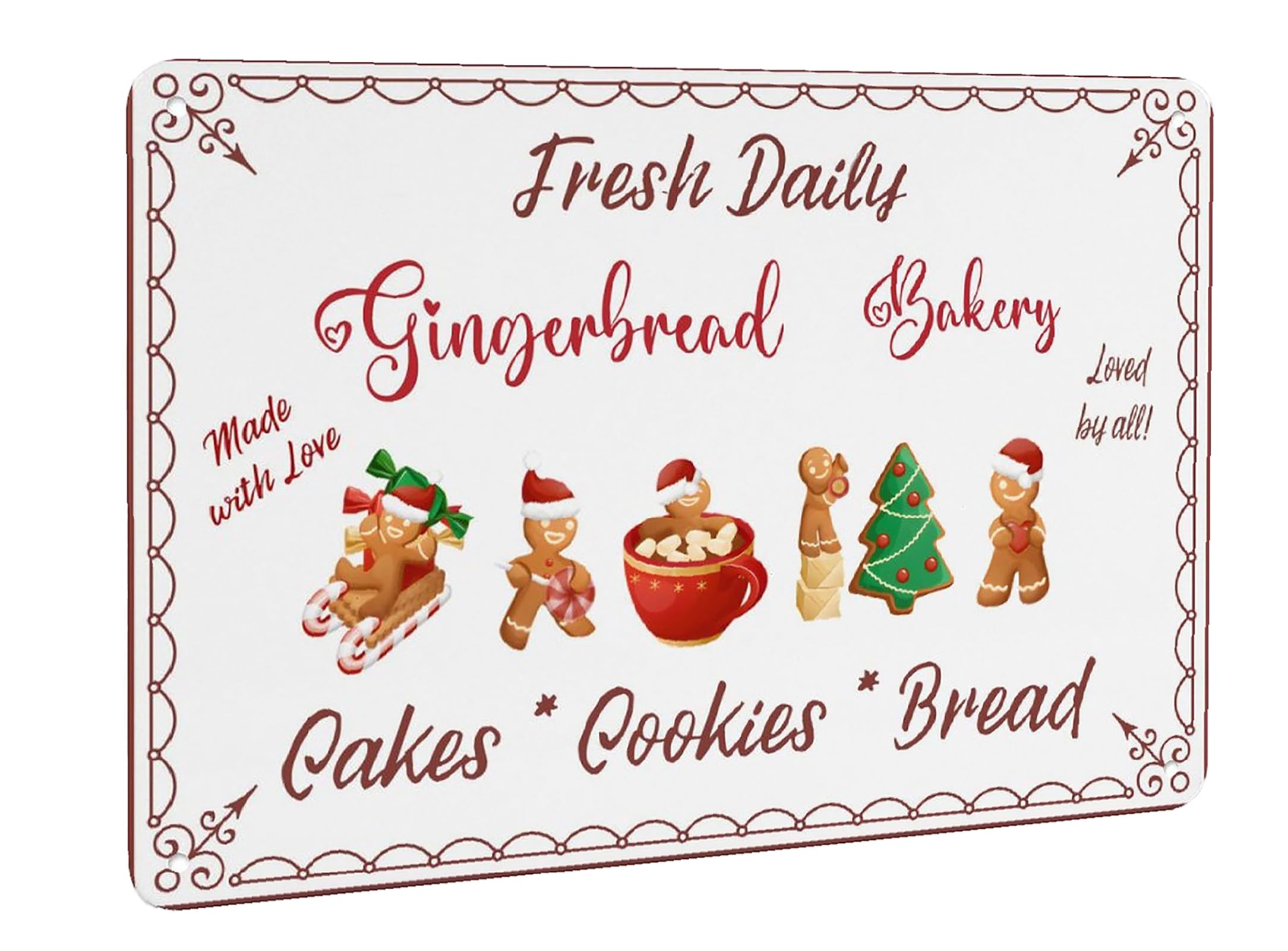 Kwqdozf As Pic Vintage Metal Tin Sign Gingerbread Wall Art For Home Kitchen, 8X12 Inch