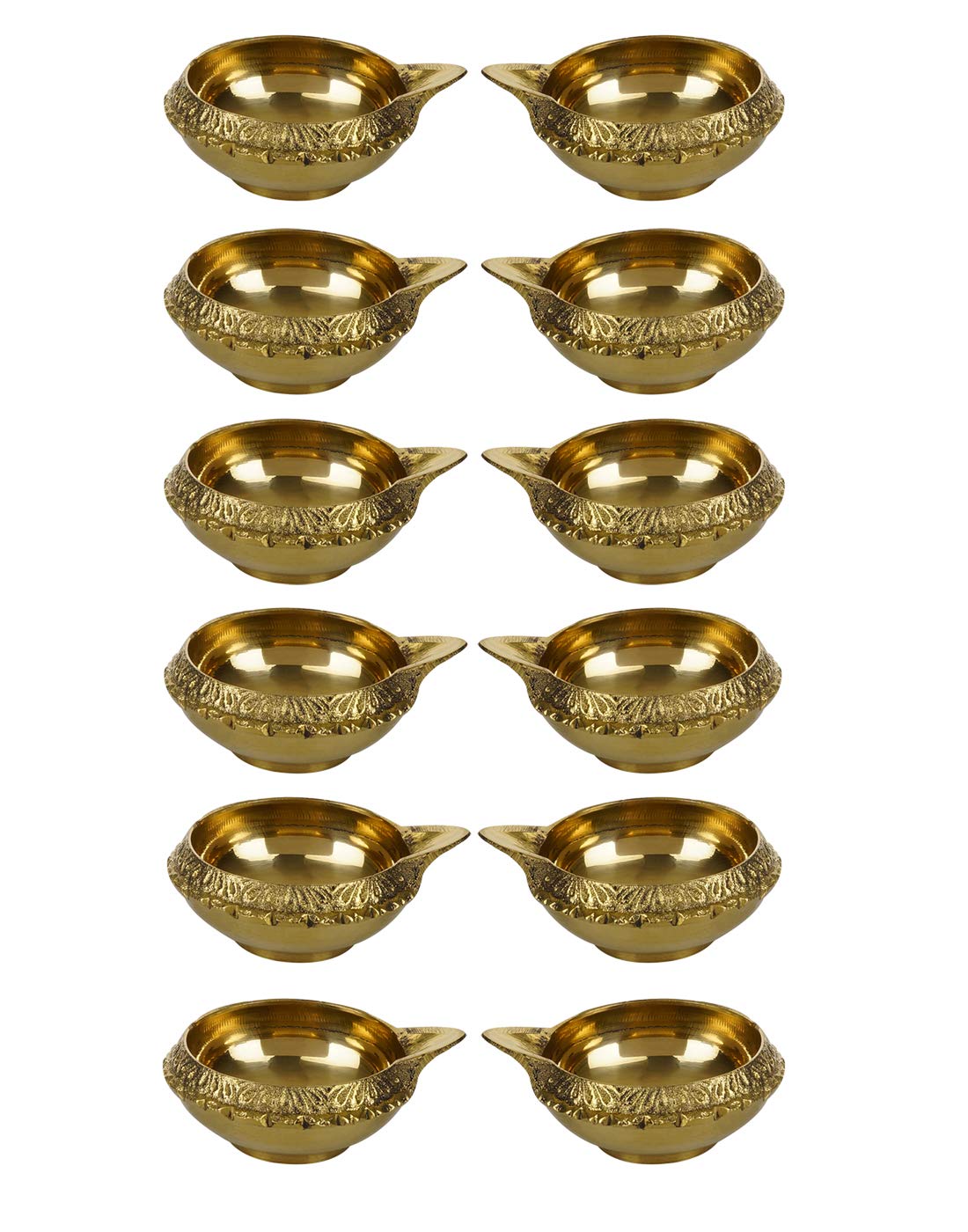 SH Retail Brass Small Kuber Diya Oil Lamp for Pooja, Home Decor (5 cm Height, Pack of 12)