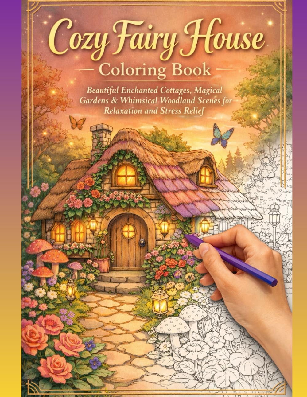 Cozy Fairy House Coloring Book: Beautiful Enchanted Cottages, Magical Gardens & Whimsical Woodland Scenes for Relaxation and Stress Relief