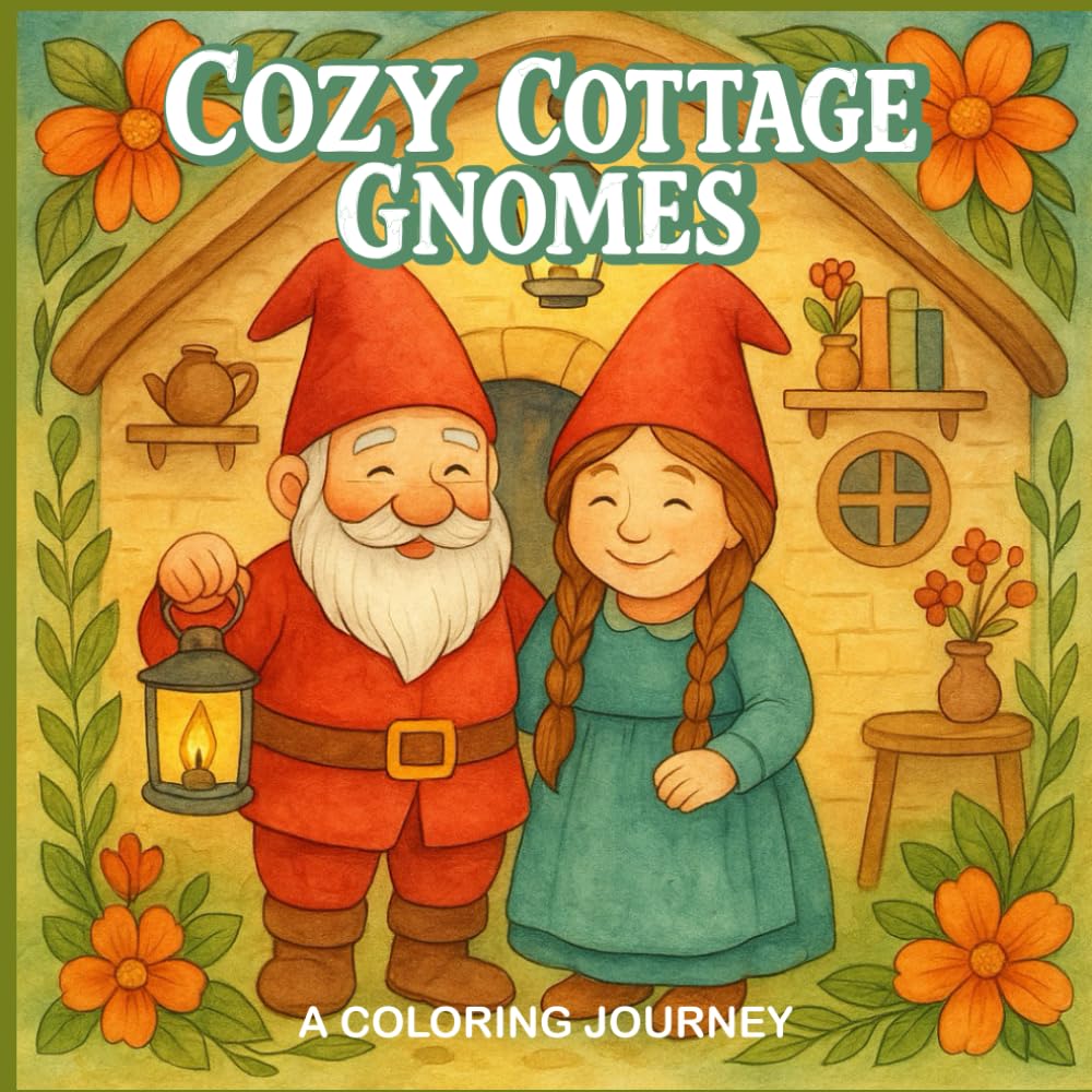 Cozy Cottage Gnomes: A Coloring Journey: Relax, Color, and Step Into a Peaceful Gnome World | Christmas Coloring Book for Teens & Adults