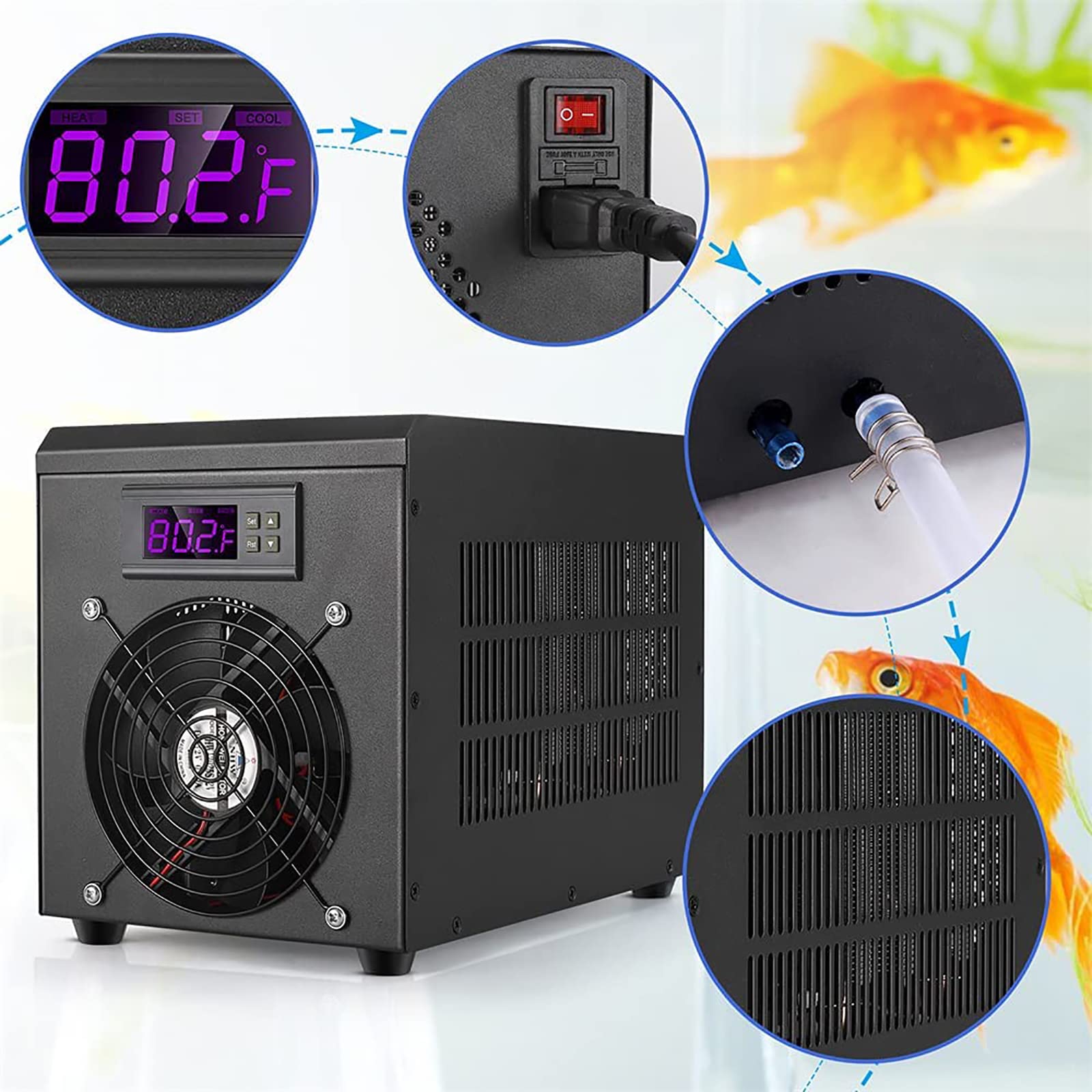 Calentador de Tanque de Peces, Enfriador de Agua de Acuario, se Puede Ajustar de 10 a 40 Grados centígrados, Compatible con la función de Temperatura Constante automática, para peq