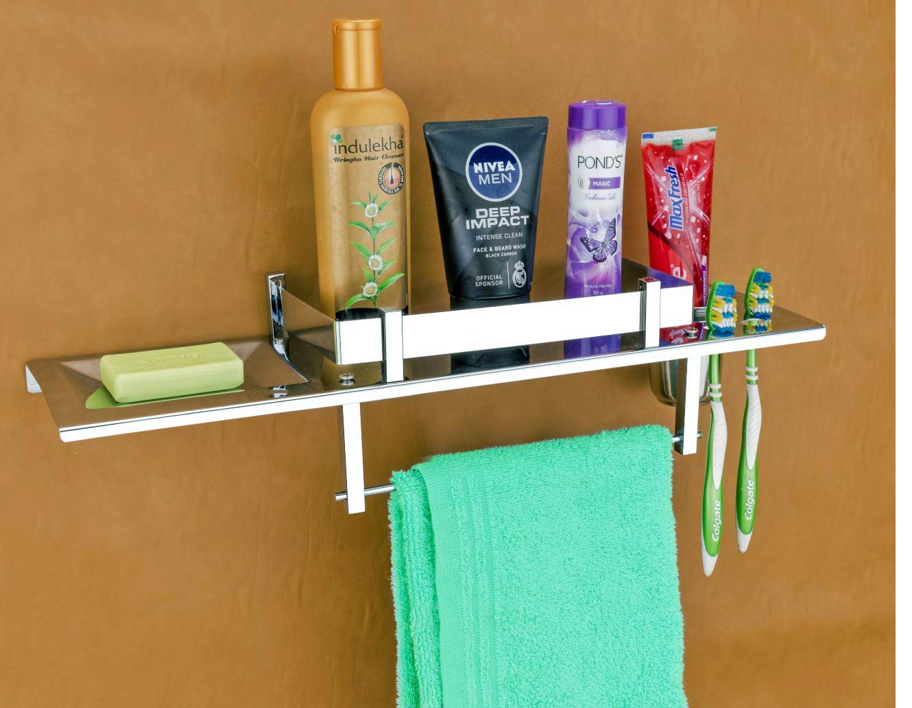 HANDY Bathroom Accessories Stainless Steel Bathroom Shelf with Towel Ring Multipurpose Shelf with Soap Dish and Toothbrush Holder All in One Shelves 18 X 5 Inch (B08SJQR9L6) Amazon Price History, Amazon Price Tracker