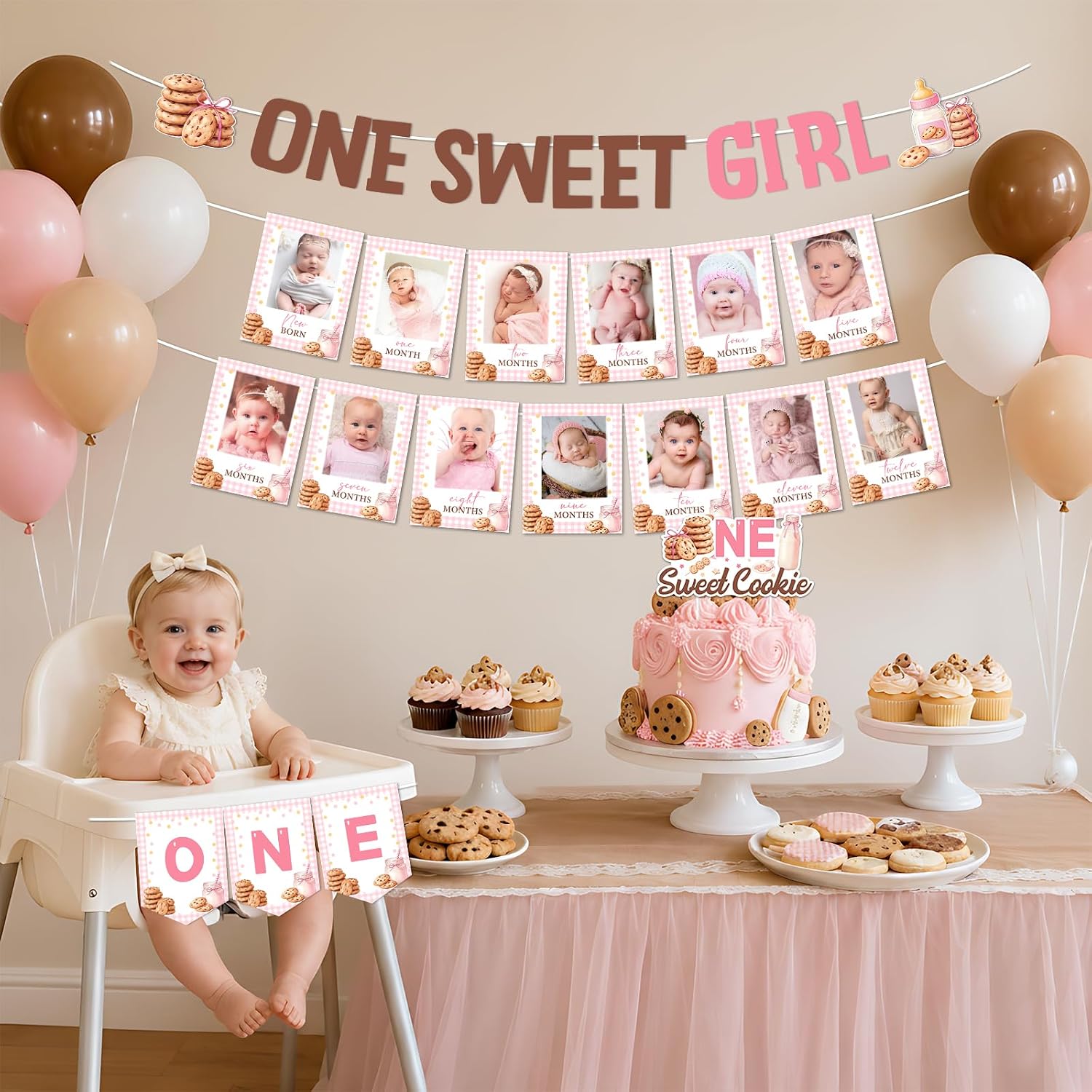 Pink Milk and Cookies 1st Birthday Decoration One Sweet Cookie 1st Birthday image 5