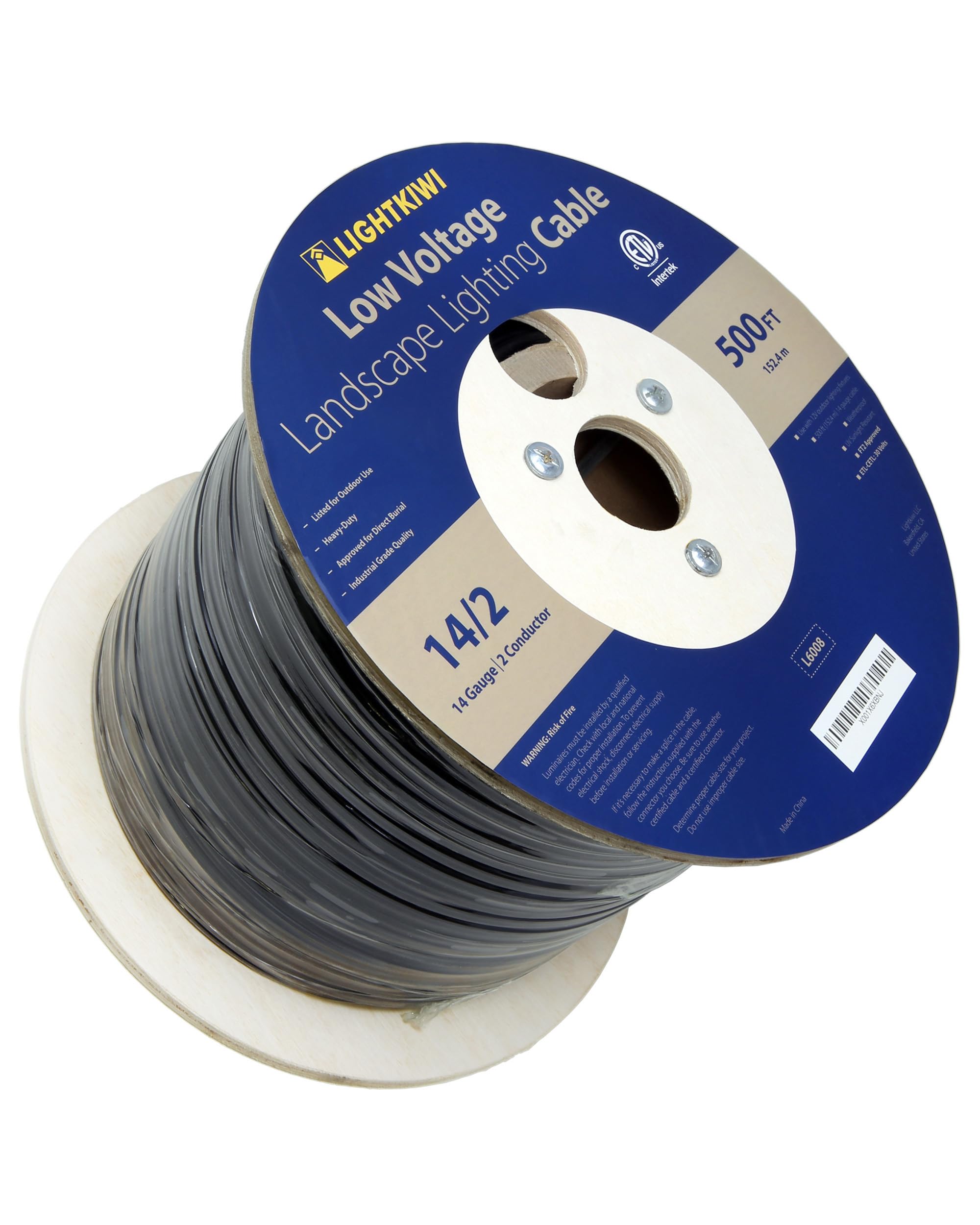 Fil à enterrer direct Lightkiwi L6008 14 AWG de 152 m pour éclairage de paysage basse tension