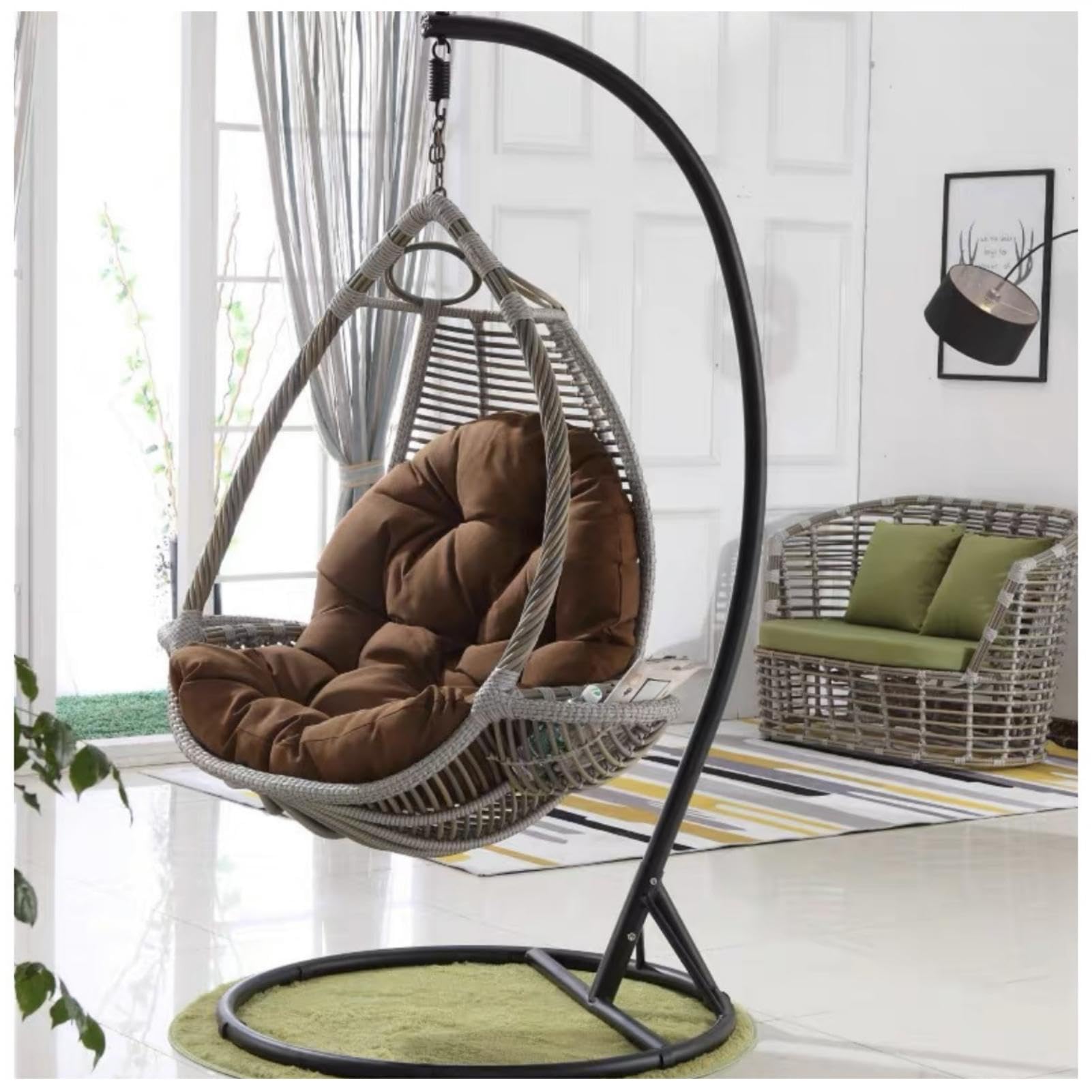 Coussin de chaise hamac suspendu marron et pliable pour le confort du jardin
