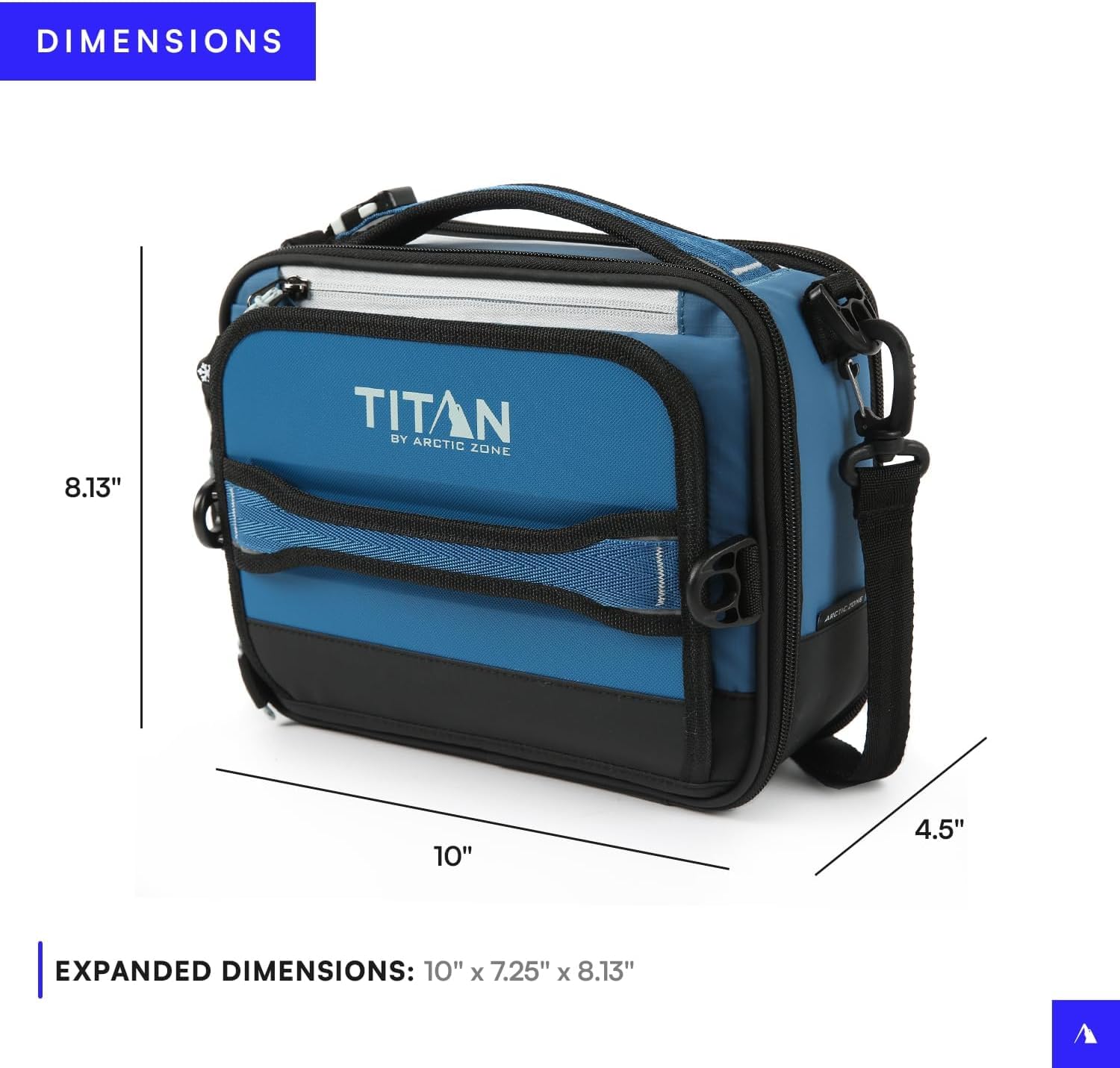 Titan - Bolsa de almuerzo expandible resistente al frío para nevera, con bolsas de hielo de gel reutilizables y juego de recipientes de alimentos, color negro