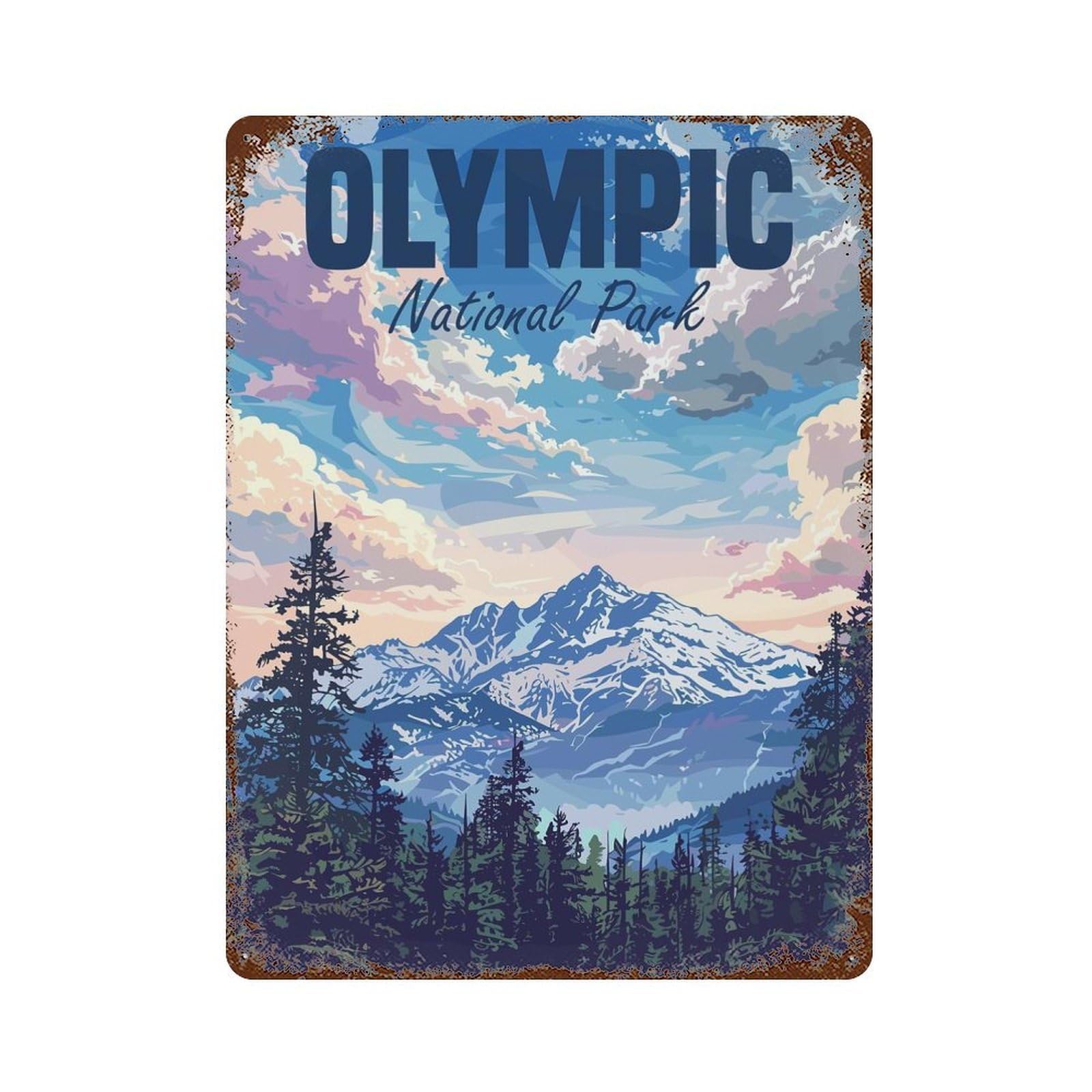 Olympic National Park USA Retro Metal Sign 15.7"x11.8", Rustic Home Decor for Garage, Pub Or Kitchen