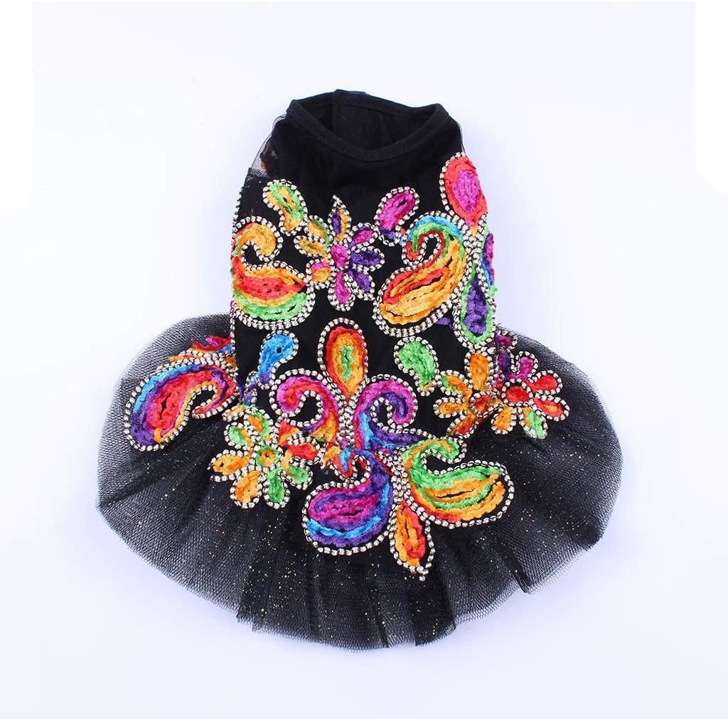 New Pet Dog Wedding Dresses Flowers Lace Bohemia Style Cats Puppy Princess Party Dress Apparel 5 Sizes (Size : Large) (X)