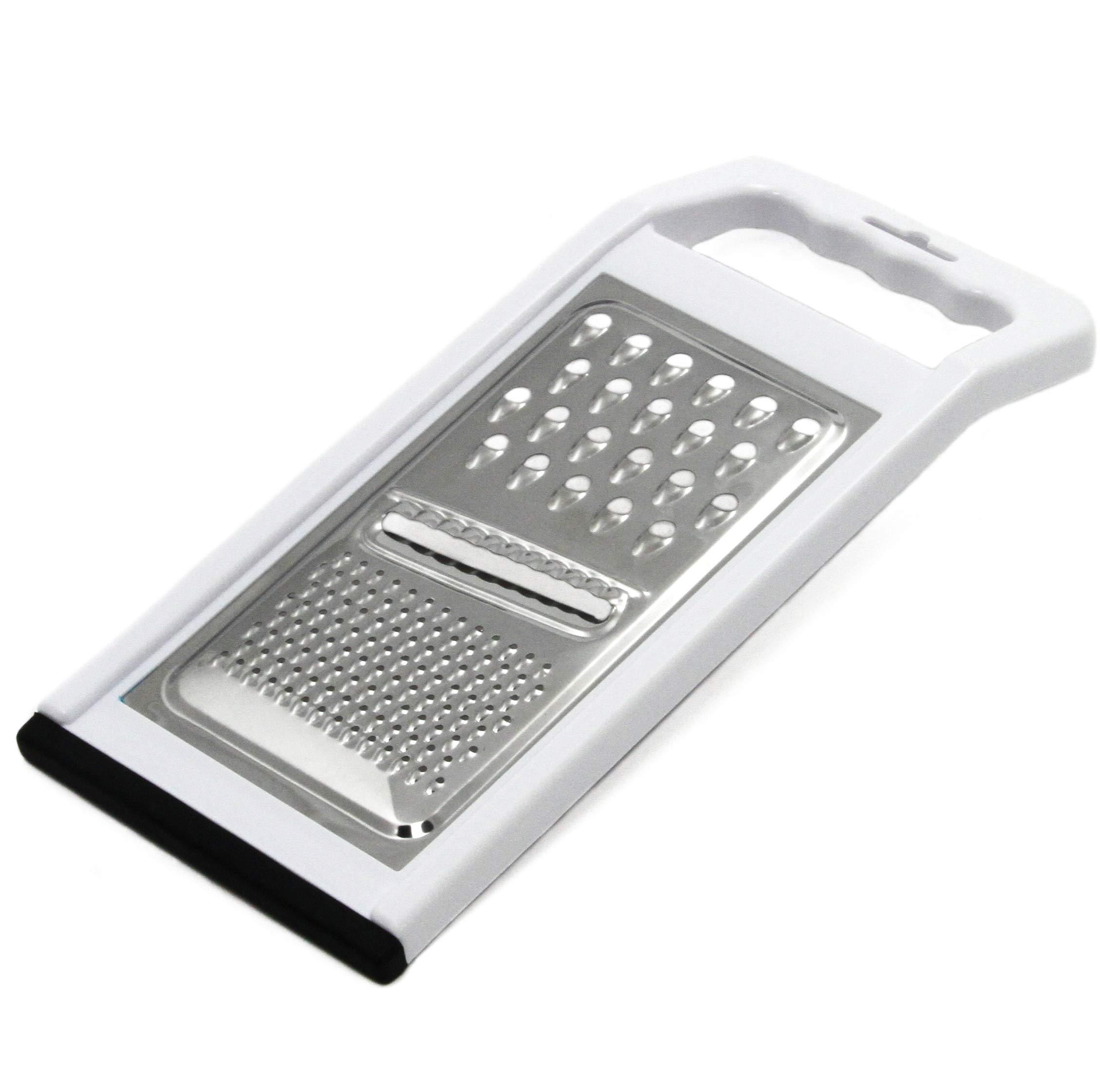 Chef Craft21005 1-Piece Stainless Steel No Skid Bottom Flat Grater, White and Stainless Steel, 11-Inch
