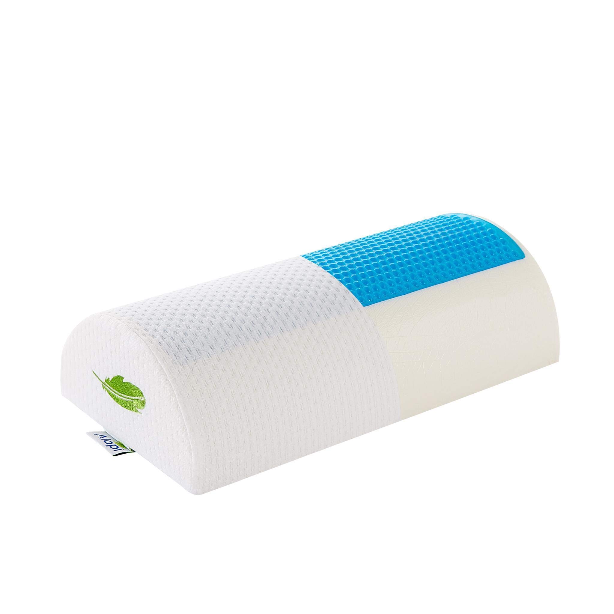 | Half Moon Pillow Bolster Wedge | Premium Memory Foam with Cooling Gel | Back Pain Relief | Knee Pillow Relives Stress Back, Stomach and Side Sleepers | Ultra-Soft Washable Cover | White