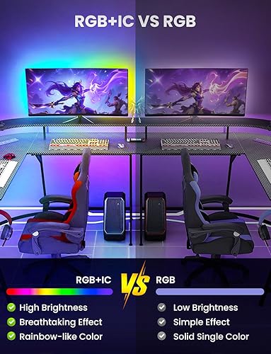 Miniatura 2 de Tira de luz LED RGB+IC, luz LED inteligente de 6.6 pies para dormitorio, control de aplicación Bluetooth, tira de iluminación LED que cambia de