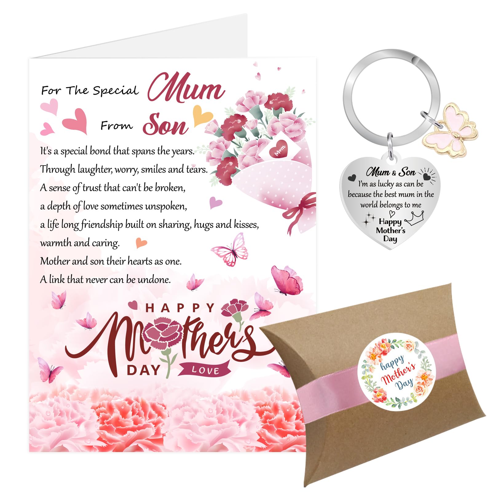 Mothers Day Card from Son, Mother's Day Cards for Mum from Son Happy Mothers Day Card