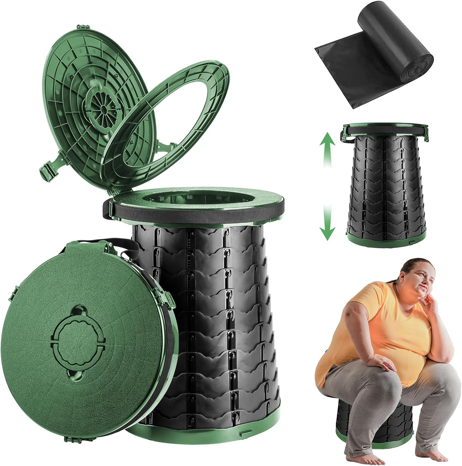 HZG Upgrade Retractable XXL Portable Toilet for Camping 19.