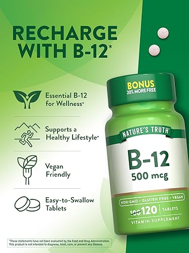Miniatura 5 de Nature's Truth Vitamina B12 | 500 mcg | 120 tabletas | Suplemento vegano, sin OMG y sin gluten