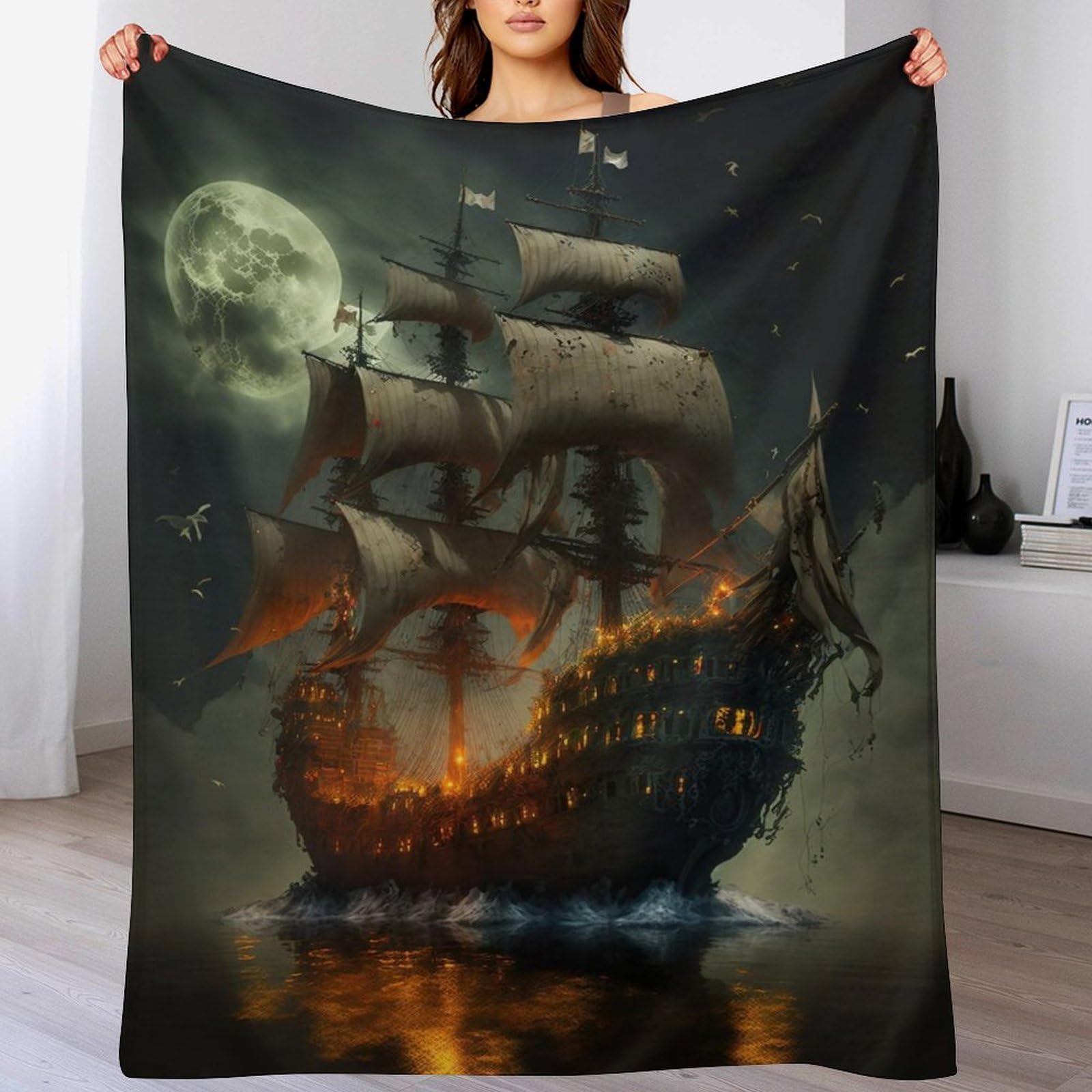 Couverture polaire douce contre le froid lit et canapé motif pirate 100x130cm