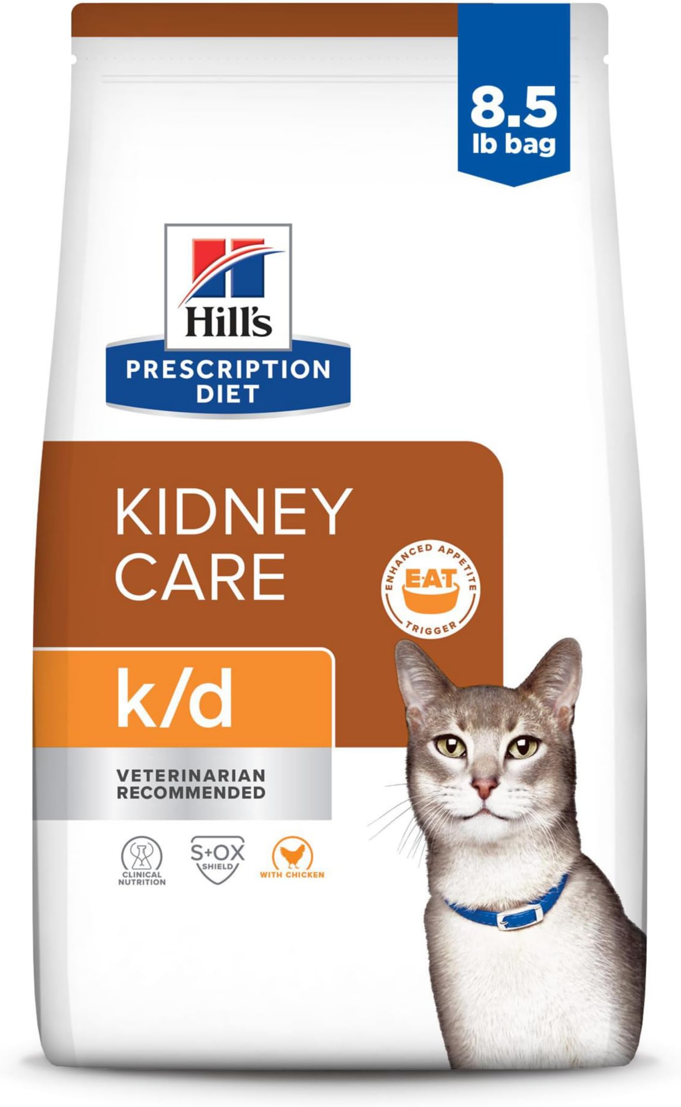 k/d Kidney Care Dry Cat Food, Chicken, 8.5 lb. Bag